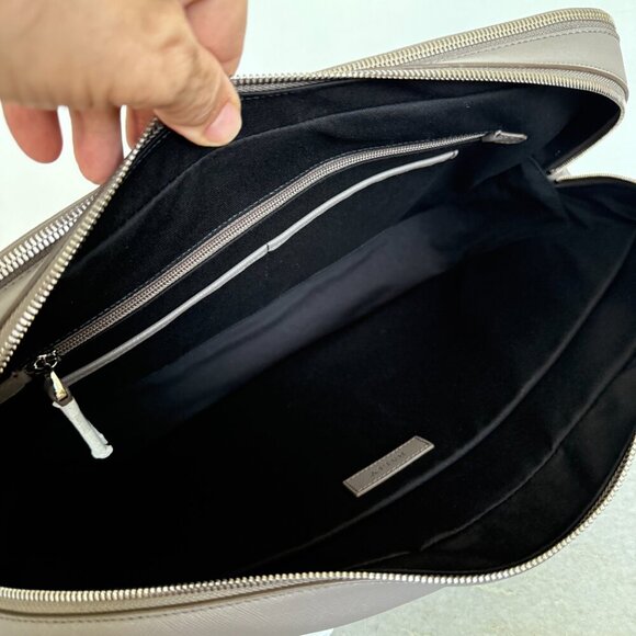 Bally Plinye Grey Saffiano Leather Palladio hardware computer briefcase 6306297 - Picture 11 of 15